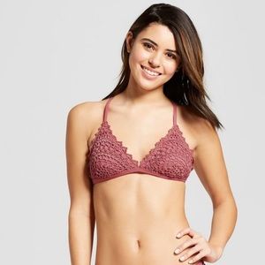 SALE [xhilaration] Pink Crochet Triangle Bikini Top